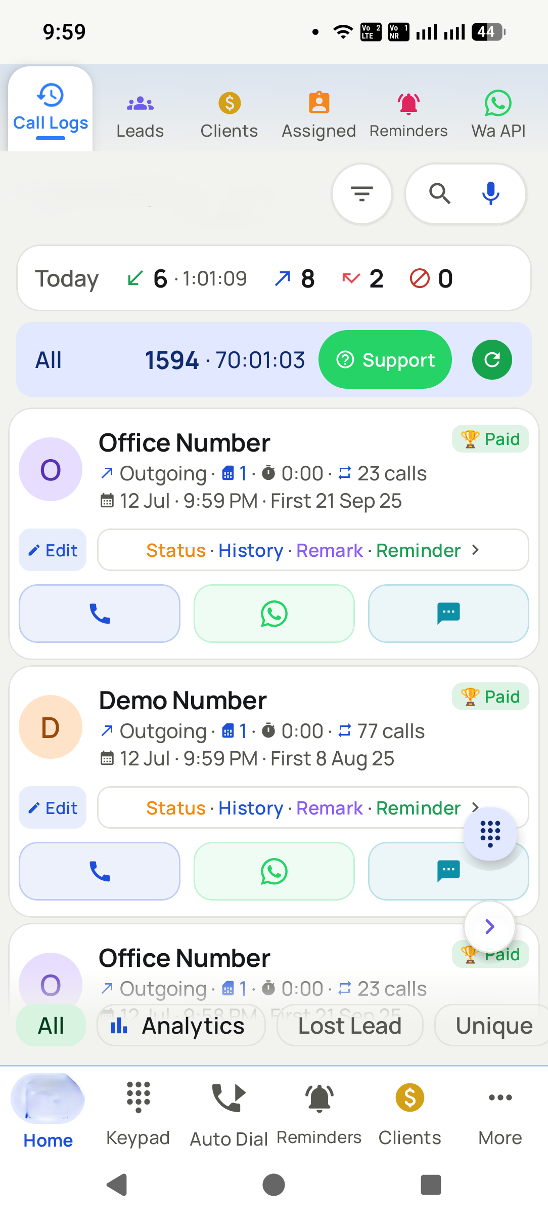 The app running on a phone